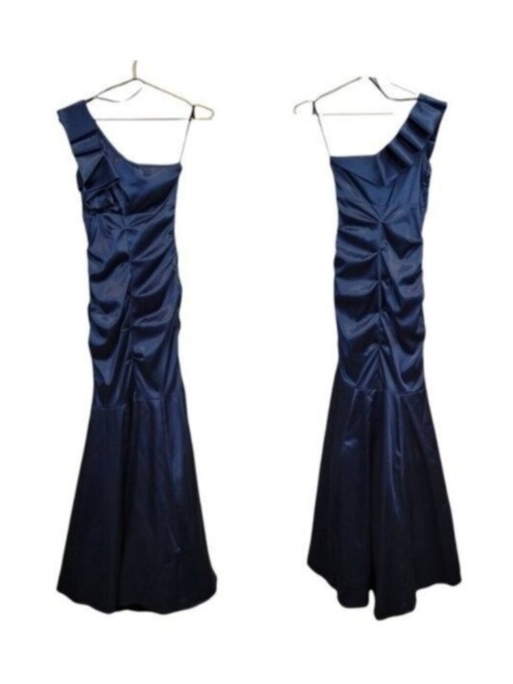 Bee Darlin | One Shoulder Mermaid Ruffle Evening Prom Dress Blue